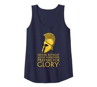 Motivational Inspiring Ancient Greek Spartan Warrior Helmet Canotta, Donna, Navy, M