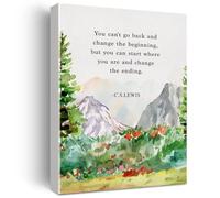 Motivational Poster You Cant Go Back and Change the Beginning Inspirational Watercolor Canvas Art for Home Study Room Tabletop Decor
