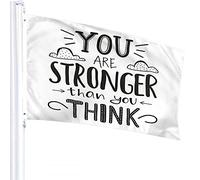 Motivational Quote Flag 3x5 FT Word You are Stronger Than You Think with Cloud Rain Outdoor Flags Large Welcome Yard Banners Home Garden Yard Lawn Decor