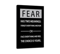 Motivational Quote Wall Art Fear Has Two Meanings Inspirational Canvas Print for Courage Mindset Decor Home Office Study Room Library(Framed,08X12inch(20X30cm))