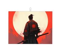 Motivational Samurai - Tappetino scolapiatti assorbente, per bancone della cucina, motivo: guerriero giapponese, protezione scolapiatti con anello per appenderlo, 45,7 x 61 cm