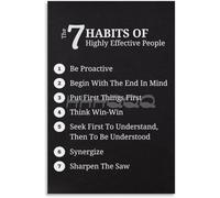 Motivational Wall Art 7 Habits of Highly Effective People Poster Book Summary for Office Home Study Room Success Decor(Framed,12x18inch(30x45cm))