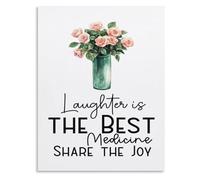 Motivational Wall Art Laughter Is The Best Medicine Poster Inspirational Humor Print for Home Office Clinic Living Room Decor(Framed,08x12inch(20x30cm))
