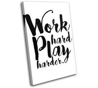 Motivational Work Hard Play Typography SINGLE TELA parete arte foto stampa