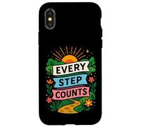 Motivazione a piedi Ogni passo conta citazione Custodia per iPhone X/XS