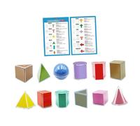MotiveTech 12 Pezzi di Materiale Scolastico Pieghevole per Forme Geometriche, Giocattoli didattici per la Matematica e la Geometria, Solidi Geometrici 3D per