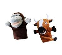 MotiveTech 2 Burattini a Mano a Forma di Animale per Raccontare Storie, Realistici E Fantasiosi, in Peluche, Ideali per Il Gioco di Ruolo in età Prescolare E del, Orango E Bovini