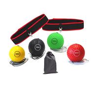 MotiveTech 2 Pezzi Boxing Fascia per La Testa Regolabile Gioco di Allenamento Rapido Riflessi Palla da Combattimento Pugilato su Corda Esercizio, 2 Fascia 4 Palla