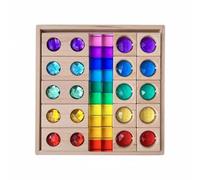 MotiveTech 40 Pezzi Set di Cubi Arcobaleno Trasparenti Educativo Blocchi Arcobaleno Trasparenti Sensoriale Costruzioni Geometriche Colorate per Stanza Dei Giochi
