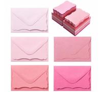 MotiveTech 50 Pezzi Busta di Carta Artistica con Biglietto Autoadesivo Set di Carta da Lettere con Buste Vuote per Regali Piccoli,