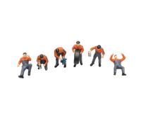 MotiveTech 6 Pezzi Figurina Meccanico in Resina 1/64 Compatto Figura Maschile in 1:64 Multiuso Figura Dipinta a Mano per Collezionisti