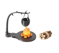 MotiveTech Accessori per Casette delle Bambine Falò in Miniatura con Ceppo di Legno E Pentola Giocattoli Realistici Adatti per Scene in Scala 1 12 E Giardini Fa, Style a