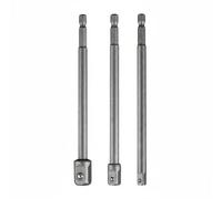 MotiveTech Adattatore per Trapano Kit Convertitore Chiavi Bussola Accessorio Attacco Impatto in Acciaio Cromo Vanadio con Anelli Colorati E Misure Incise Adatto, Asta 150MM 3PCS