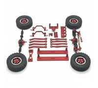 MotiveTech Auto Elettrica Set Telaio Metallo per Crawler 1/16 4x4 RC Collegamenti Assorbimento Urti Supporti Sterzo E Tiranti CNC per Maneggevolezza Adatto, Red