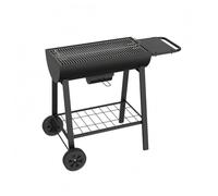 MotiveTech Barbecue a Carbone Rettangolare Griglia per Esterno Barbecue a Bricchette Graticola a Filo con Ripiano Laterale Telaio Nero con Ruote E Ripiano Basso