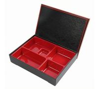 MotiveTech Bento Giapponese Scatola Pranzo Contenitore Portavivande Lunch Box Multi Scomparto con Separatori Interni 5, Nero, Nero, Rosso, Medio 30x24.5x6 CM