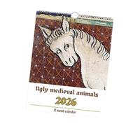 MotiveTech Calendario da Parete 2026-2027 Calendario mensile con Animali medievali brutti per la Classe