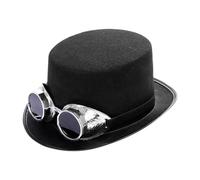 MotiveTech Cappello a Cilindro Steam per Cosplay e Feste a Tema Carnevale, Occhiali d'Argento