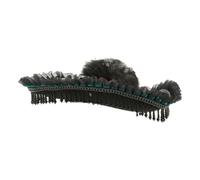MotiveTech Cappello da Pirata con Teschio e Piume Strutturato Cappello da Pirata con Pennacchio Durevole a Tre Punte in Feltro per Cosplayer, Adulti, Verde Scuro, M 56-58cm