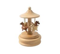 MotiveTech Carillon in Legno Decorativo Carillon con Statuina Compatto Scatola Musicale per Collezionisti, Neonati, Cameretta, Comodino, Giostra con Cavalli
