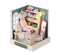 MotiveTech Casa in Miniatura da Legno Illuminato Modello Archittonico con Arredamenti Decora Ingrati Autoportan per Collezionisti, Stile A