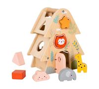 MotiveTech Casetta Conoscenza a Forma di Albero Resistente Casetta in Legno con Porte e Forme Apprendimento Precoce Puzzle di Legno per Area Giochi