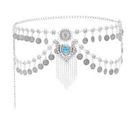 MotiveTech Catena con Monete per Danza del Ventre, Multifunzionale, Robusta, Regolabile ed Elegante, Argento