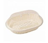 MotiveTech Cestino con Coperchio Trasparente Rustico Portafrutta con Coperchio Elegante Cestino Manico per Tavola, Beige, 40cm 30cm 14cm