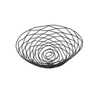 MotiveTech Cestino Frutta con Base a Spirale Pratico Cestino in Filo Metallico Vassoio Contenitore per Snack per Soggiorno, Intenimento, Nero, Tondo Grande