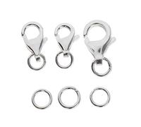 MotiveTech Chiusure a Moschettone per Gioielli, Gancio di Fissaggio Da 8 Mm con Anelli di Congiunzione Aperti, 2x 8,9 e 11 mm