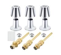 MotiveTech Copertura Maniglia Bagno Set Maniglie Doccia Vasca Rubinetto Leva Valvola Ottone Ricambio Riparazione Compatto Adatta per Vasca E Doccia Aggiornamento, Argento
