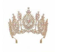 MotiveTech Corona da Sposa Barocco Corona Barocca Regolabile Tiara con Pettine per Principesse Del Ballo, Matrimonio, KC Oro + Diamanti AB Completi + Pettine