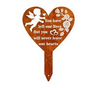 MotiveTech Cuore Memoriale Placca Giardino Ramo Fiore Decorativo Ferro Resistente Impermeabile Ricordo Adatto per Decorazione Esterna Celebrazione, a