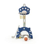 MotiveTech da Basket con Porta da Calcio Stabile Regolabile con Base Comp per Neonati, Cameretta, Casa, Blu Scuro, Gattino Blu Scuro Cinque In Uno Versione Rialzata + Palla Silenziosa