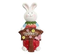 MotiveTech Decorazione a Forma di Coniglio con Cartello Welcome Luminoso Cartello di Benvenuto Solare Forma Coniglio Dettagliato per Ingresso