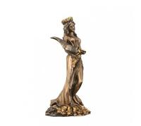 MotiveTech Della Fortuna Bendata con Cornucopia da Tavolo Statua Della Classica Statua con Cornucopia per Salotto, Statua Della Dea Del Destino - Piccola Resina + Polvere Di Rame
