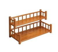 MotiveTech Espositore a Due Ripiani in Legno Resistente all'Acqua Rack Espositivo a Due Livelli Compatto Organizzatore da Appoggio per Tavoli di Ricevimento, Legno