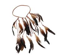 MotiveTech Fascia per Capelli in Piume Artificiali Bohémien, Accessorio per Capelli, Copricapo per Travestimenti, Marrone