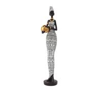 MotiveTech Figurina con Vaso e Cappello Sottile Figurina in Resina Dettagliato Scultura con Base Ovale per Tavolo, Ufficio, Bianco Nero