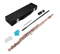 MotiveTech Flauto Traverso Placcato Flauto in Do Flauto da Concerto Flauto Chiavi Chiuse Corpo in Cupronickel con Suono Brillante Foro Imboccatura Angolato per, Bronzo Rosso