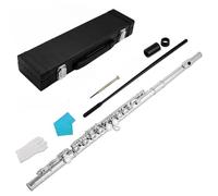 MotiveTech Flauto Traverso Placcato Flauto in Do Flauto da Concerto Flauto Chiavi Chiuse Corpo in Cupronickel con Suono Brillante Foro Imboccatura Angolato per, Argento