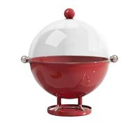 MotiveTech Fruttiera Alzata Portafrutta Ciotola Da Portata Contenitore Multiuso con Coperchio Trasparente Girevole Adatta per Esporre Pane Dolci E Snack in Sogg, Rosso