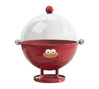 MotiveTech Fruttiera Alzata Portafrutta Ciotola Da Portata Contenitore Multiuso con Coperchio Trasparente Girevole Adatta per Esporre Pane Dolci E Snack in Sogg, Rosso con Adesivo