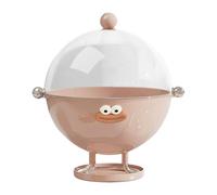 MotiveTech Fruttiera Alzata Portafrutta Ciotola Da Portata Contenitore Multiuso con Coperchio Trasparente Girevole Adatta per Esporre Pane Dolci E Snack in Sogg, Rosa con Adesivo