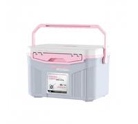 MotiveTech Ghiacciaia Portatile 18L Multifunzione Box Termico da Pesca Maniglia Blocca Coperchio Box Frigo Passivo per Pescatori, Spiaggia, Grigio+Rosa