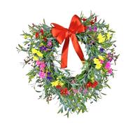 MotiveTech Ghirlanda Cuore Da Appendere con Fiocco Decorativo Fiori Artificiali Gypsophila Ornamento Porta E Finestra in Pp Ghirlanda per Casa Eventi, Rosso