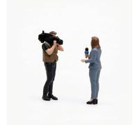 MotiveTech Giornalista e Cameraman in Miniatura Dipinto a Mano Figurine in 1:64 Realistiche Figurine di Persone Miniatura per Modellisti, Collezionisti