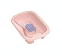 MotiveTech Lavatesta Portatile da Letto Ergonomico Vasca per Lavaggio Capelli da Sdraiati Senza Piegarsi Bacinella Lavatesta per Allettati, Disabili, Rosa, Set 3 Pezzi