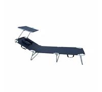 MotiveTech Lettino Prendisole Pieghevole Sedia Sdraio da Campeggio Chaise Longue con Copertura Parasole Regolabile E Struttura Solida Pieghevole Adatto per, 189 58 28, Nero