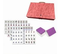 MotiveTech Mahjong da 37 Mm Forma Rettangolare Set Mahjong Materiale Resistente, Array, Viola Chiaro, 7分浅紫 37）+红皮盒